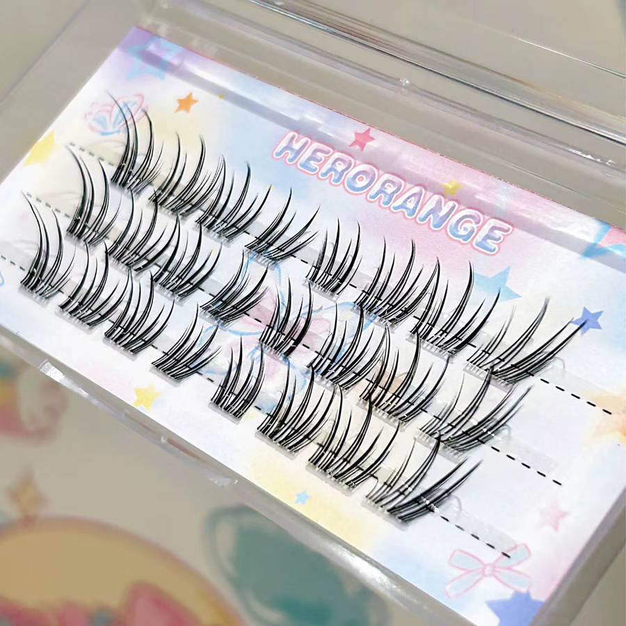 Herorange Fox Wing Cluster Lashes, Natürliche Wimpernverlängerung - Bild 4