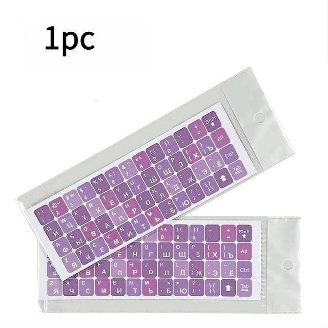Binchi Outdoor Product Tastaturaufkleber für Notebook und Desktop in Lila mit Englisch, Russisch und Koreanisch sowie Staubschutzhülle - Bild 1