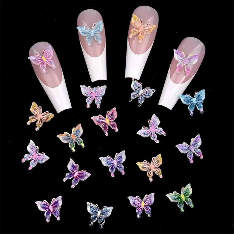 Rhstoe Nagel Charms Schmetterlinge, 50 Stück, Harz, 3D Nail Art Zubehör - Bild 2