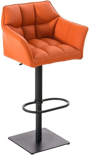 DELUKE Barhocker SIHAR in Orange mit Kunstleder, höhenverstellbar, drehbar und mit Lehne, B/T/H: 64 x 45 x 88 cm - Bild 1