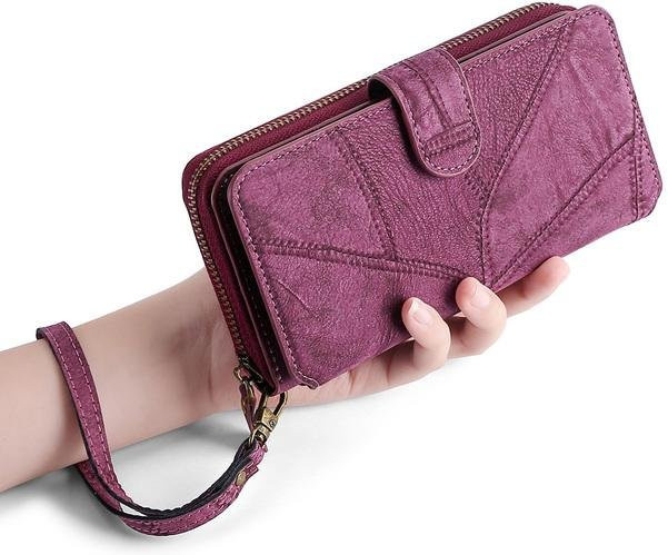 MEGSHI Brieftasche aus PU-Leder als Handyhülle für Samsung Galaxy S8 S9 S10 S20 S21 S22 S23 Plus Ultra A21s A50 A51 A70 A71 S20fe S21fe in Lila - Bild 1