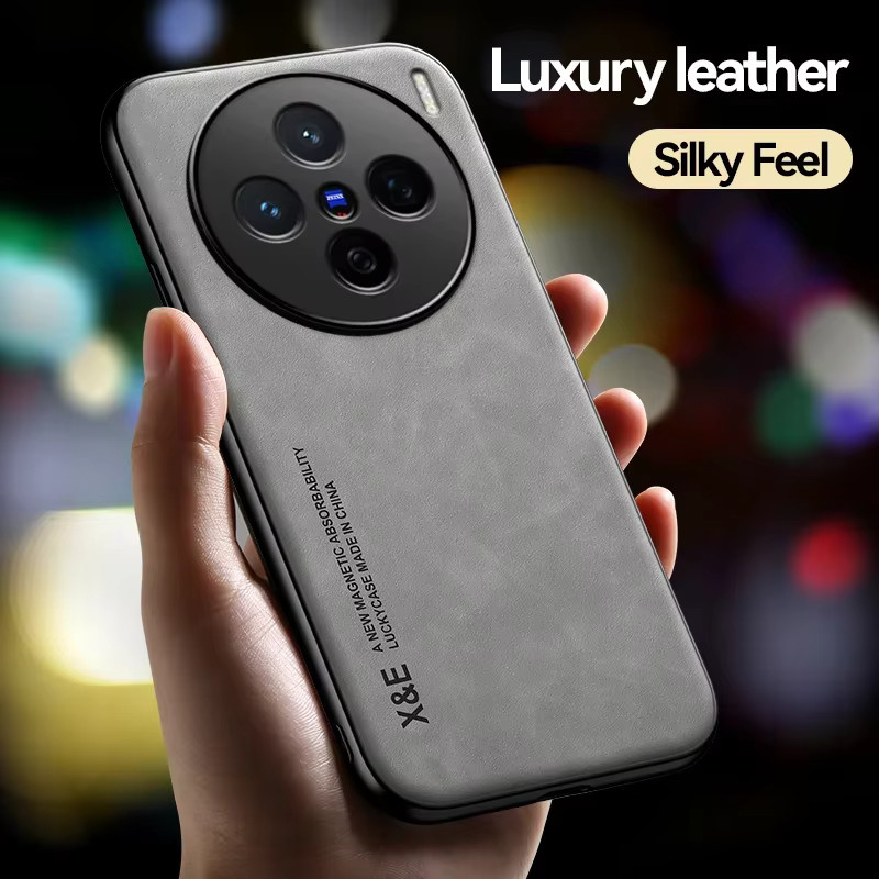 Stoßfeste Silikon-Leder Schutzhülle für VIVO X200 Pro, X200 Pro Mini und X200 in Grau - Bild 3