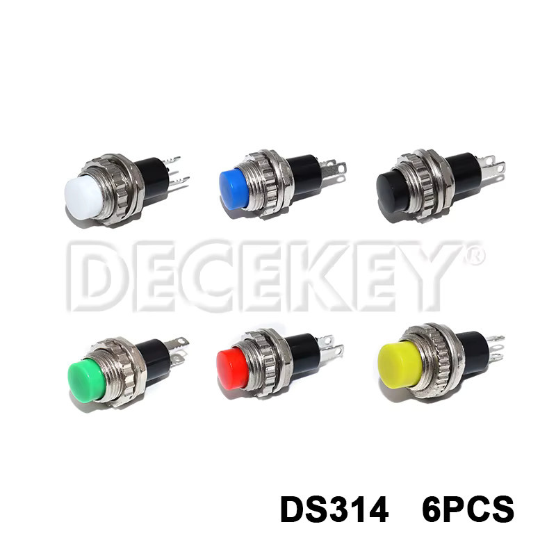 6 Stück DECEKEY Drucktastenschalter für Schalttafeleinbau, Momentan-Aus-Ein, 10 mm, Multicolour - Bild 1
