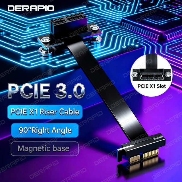 Fenvi PCIe X1 Riser-Kabel 90 Grad rechtwinklig, PCIe 3.0 8 Gbit/s Verlängerungskabel in Schwarz - Bild 1