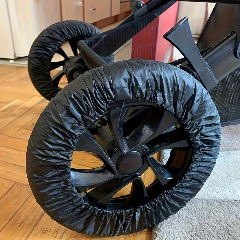 4er-Set Staubdichte Radabdeckungen für Baby-Kinderwagen und Rollstühle in Schwarz zum Schutz der Reifen - Bild 2