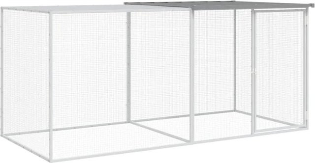 vidaXL Hühnerkäfig mit Dach aus verzinktem Stahl, Hellgrau, B: 203 cm, T: 98 cm, H: 90 cm - Bild 1