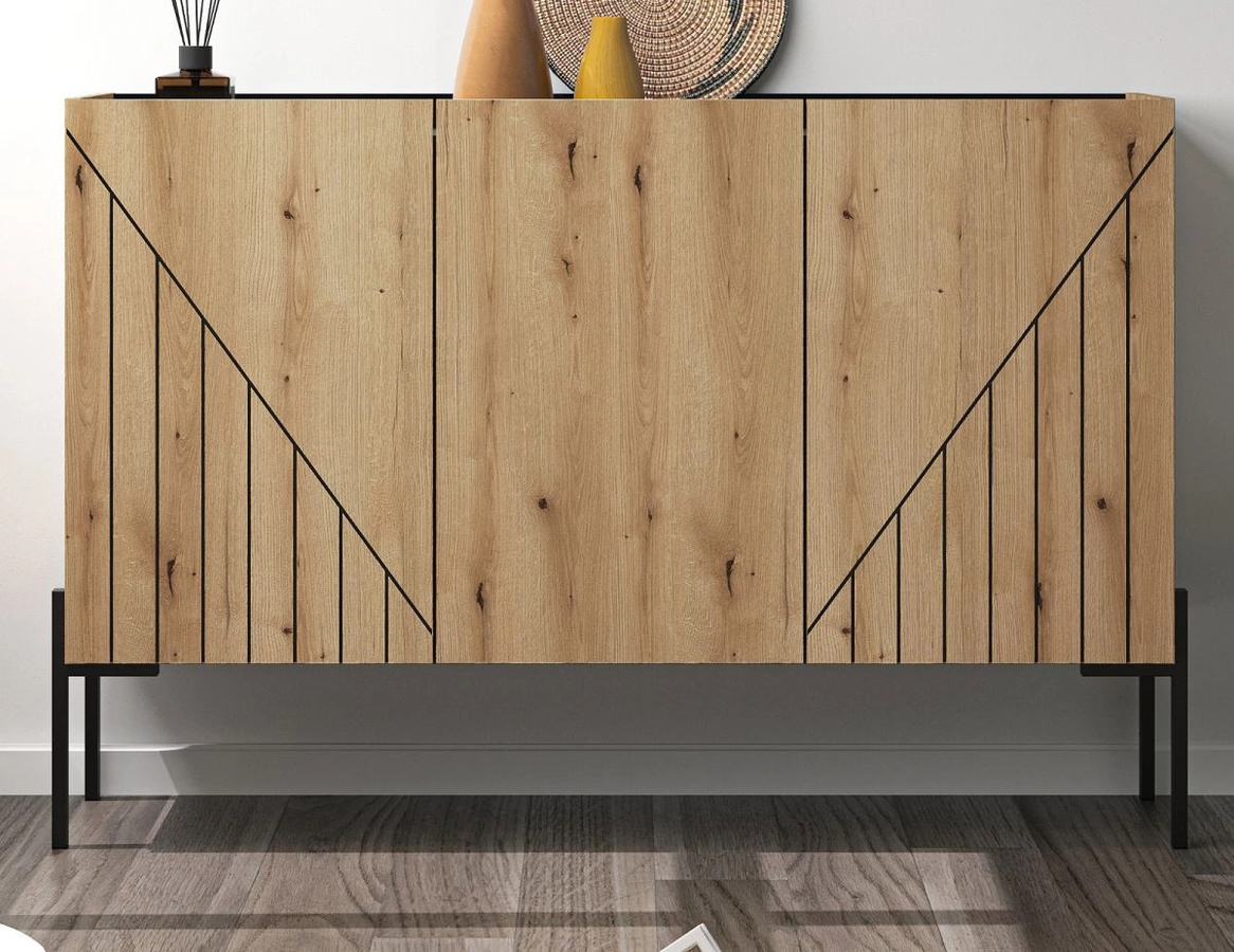 Sideboard Norick von Inn.Furn in Evoke Eiche, modern und geometrisch, B/H: 120 x 81 cm - Bild 1