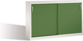 C+P Akten-Sideboard Acurado mit Schiebetüren, Front Resedagrün, Korpus Lichtgrau, H: 100 cm, B: 160 cm, T: 40 cm - Bild 1