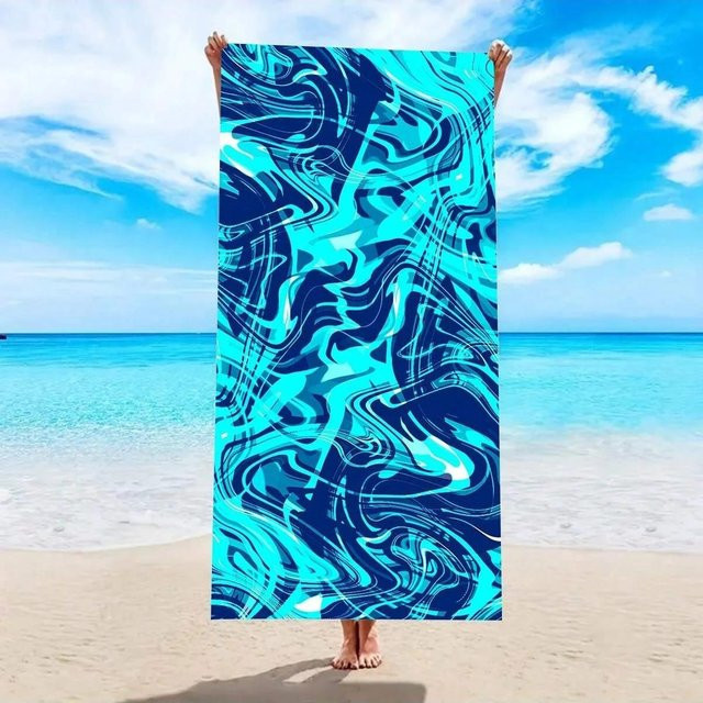 Strandtuch Mandalay Muster in Blau, hochsaugfähiges Badetuch aus Ultrafeinfaser, B: 40 cm, H: 60 cm - Bild 1