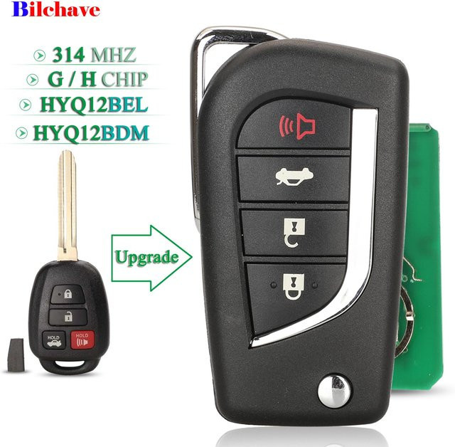 Jingyuqin Modifizierter Autoschlüssel für Toyota Camry und Corolla, 4-Tasten Fernbedienung mit 314MHz, Farbe: Schwarz, HYQ12BDM HYQ12BEL G/H Chip Schlüsselanhänger - Bild 1
