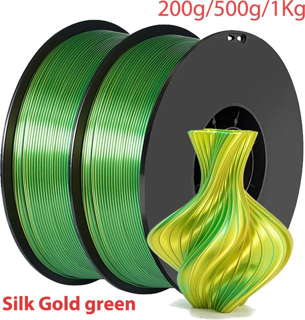3D Maliang PLA-Seide Filament zweifarbig Gold Grün 1,75 mm für FDM 3D-Drucker - Bild 1