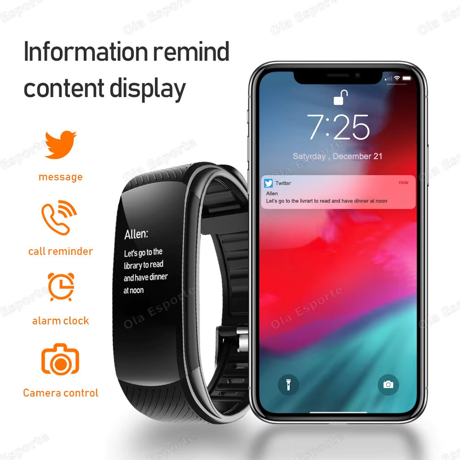 Ola Esporte Smartwatch, Schwarz, Kunststoff, Silikon, Unisex - Bild 3