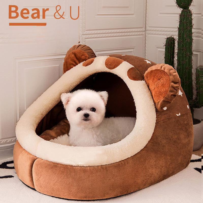 Warme Hundehütte Teddy für kleine und mittelgroße Hunde und Katzen, braun, B/T/H: 31 x 30 x 28 cm - Bild 3