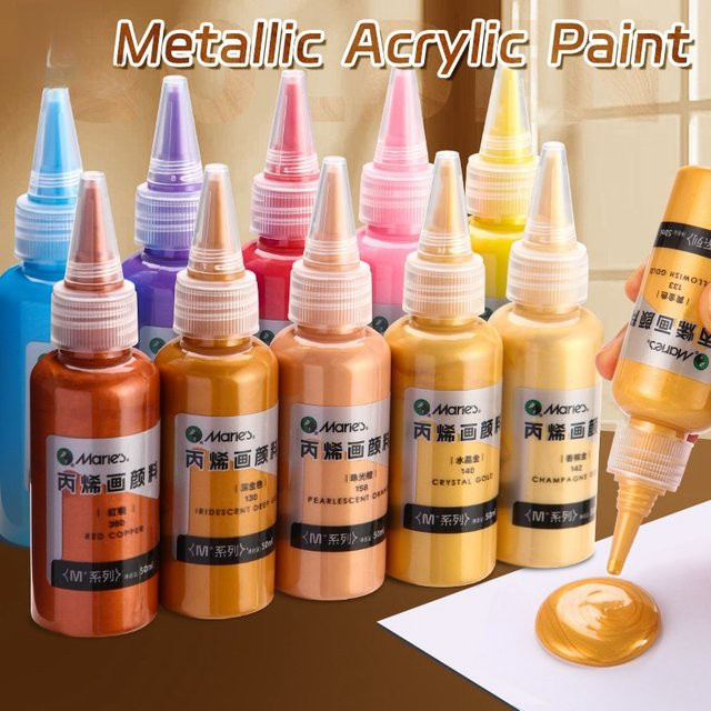 Marie's Metallic-Acrylfarbe Gold mit perlmuttartigen Pigmenten und goldenen Splittern, 50 ml - Bild 1