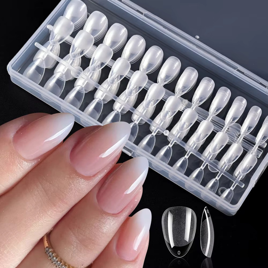 MingLee Nagelspitzen, klares Gelly, halbmatt, 240 Stück, Mandelform - Bild 2