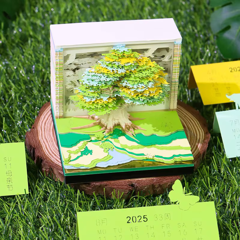 3D-Notizblock 2026 Kalender Desktop-Dekor Sakura Baumhaus in Multicolour - Bild 2