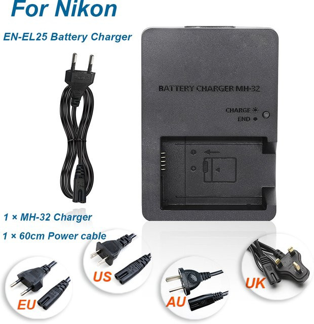 MH-32 Kamera-Ladegerät für Nikon EN-EL25 Akkus, kompatibel mit Nikon Z50, ZFC, Z30 und Z50II, Schwarz - Bild 1