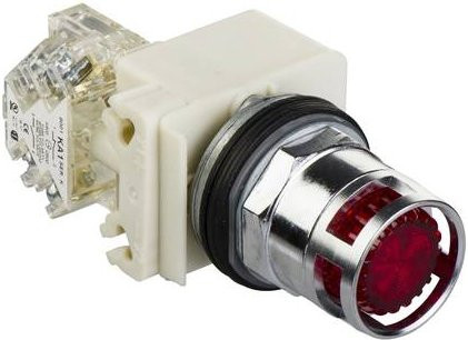 Schneider Electric Leuchtdrucktaster 9001K3L35LRRH13, rot, flach, ohne Rastung, 24 V, Ø 30 mm - Bild 1
