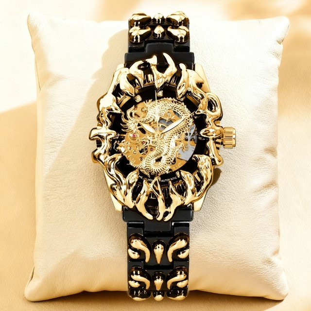 MEIRUIQI Armbanduhr Automatik, Edelstahl, Bicolor, Schwarz, Herren - Bild 1
