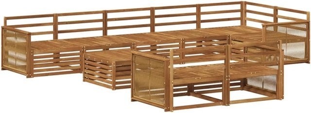 vidaXL Outdoor-Sofagarnitur aus Akazienholz, 9-teiliges Set, modern, braun, lackiert - Bild 1