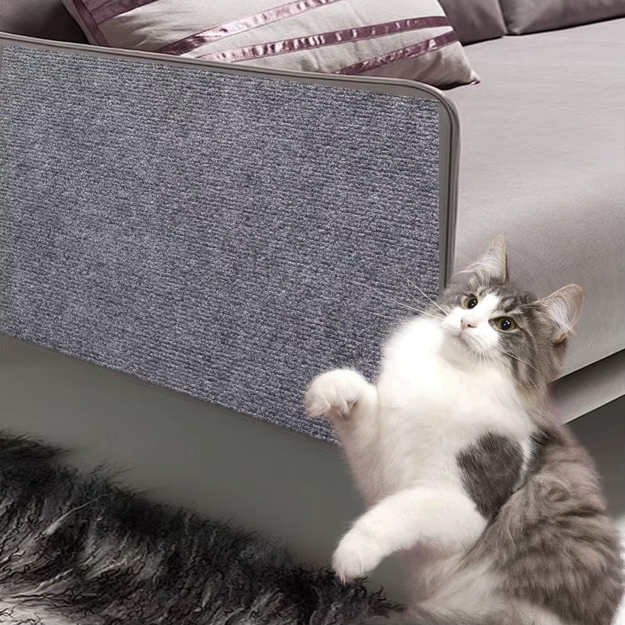 VKTECH Selbstklebende Katzen-Kratzmatte in Grau, zuschneidbarer Kratzteppich als Kratzschutz für Möbel - Bild 2