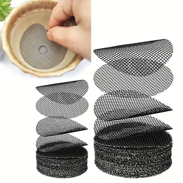 Runde Topf-Gittermatte aus Kunststoff in Schwarz zur Entwässerung und zum Schutz von Pflanzentöpfen - Bild 1