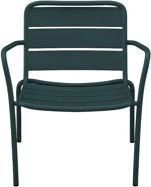 Gartensessel Mirmande von Vente-unique in Piniengrün aus Metall mit Armlehnen und Stapelfunktion, Breite: 60 cm, Tiefe: 60 cm - Bild 1