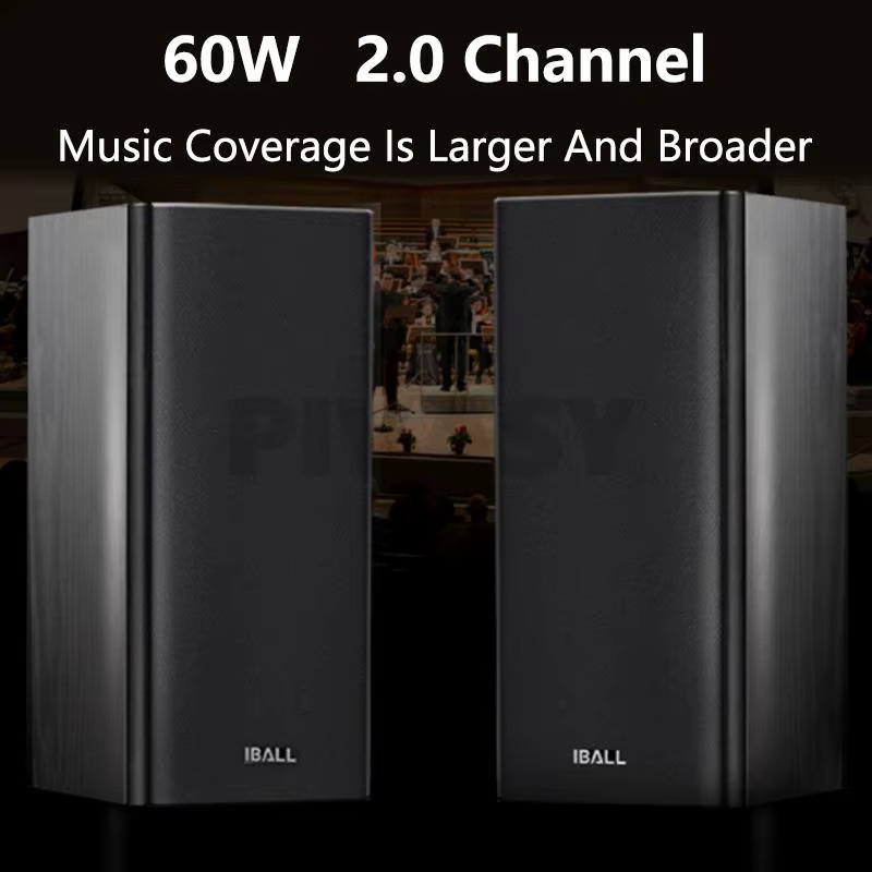 Branwish Passive HiFi Bücherregal Lautsprecher Set, 60 W, 3-Wege Surround Sound, Schwarz - Bild 3