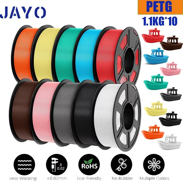 JAYO PETG Filament 1,75 mm Multicolour Grau, 10 Rollen à 1,1 kg für FDM 3D-Drucker - Bild 1
