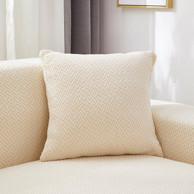 Yiran Furniture Jacquard-Strick-Twill-Kissenbezug in Beige, quadratisch, B/T/H: 45 x 45 x 45 cm - Bild 1