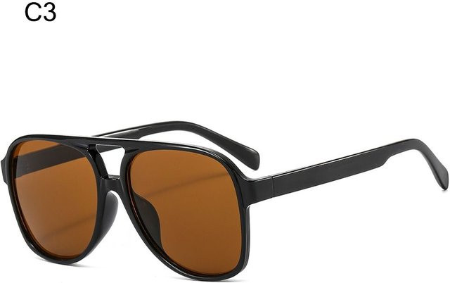 YiRan Sonnenbrille Aviator, Vollrand, Kunststoff, Unisex, black - Bild 1