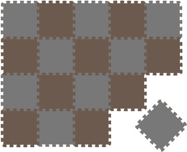 LittleTom Baby & Kinder Puzzlematte aus Polypropylen, 18 Stück, Grau & Braun, B/T/H: 30 x 30 x 1 cm - Bild 1