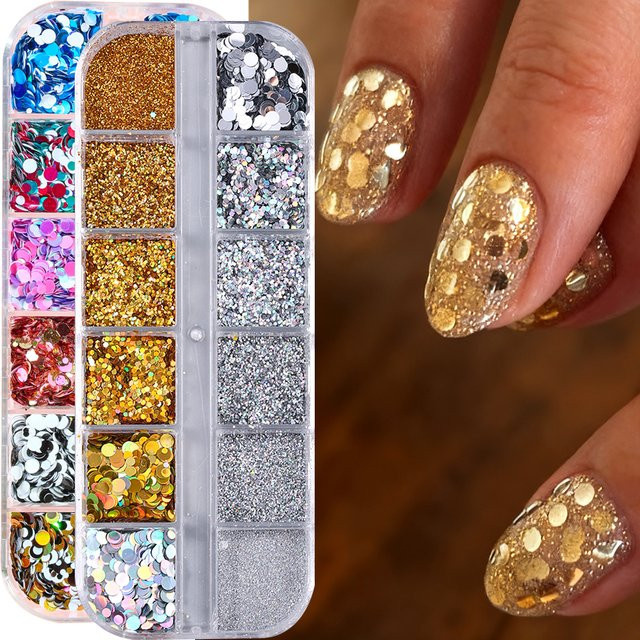 SWEET TREND Nagelglitzer, runde Pailletten, Gold und Silber, Glänzend - Bild 1