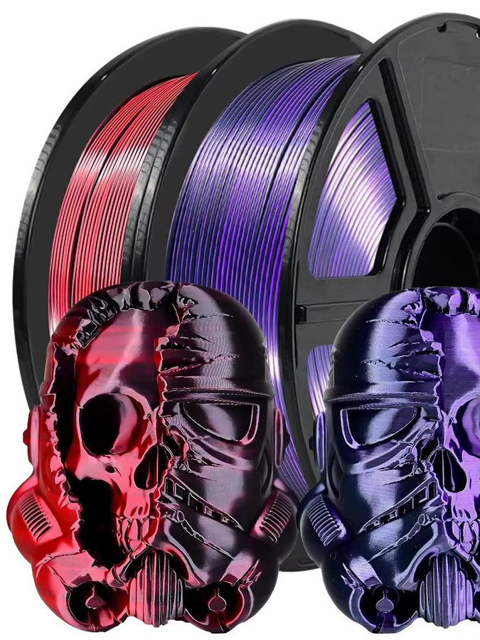 3D Maliang Seiden-Zweifarb-PLA-Filament für FDM-Drucker, 1,75 mm, 250 g, Rot-Schwarz und Schwarz-Lila - Bild 3