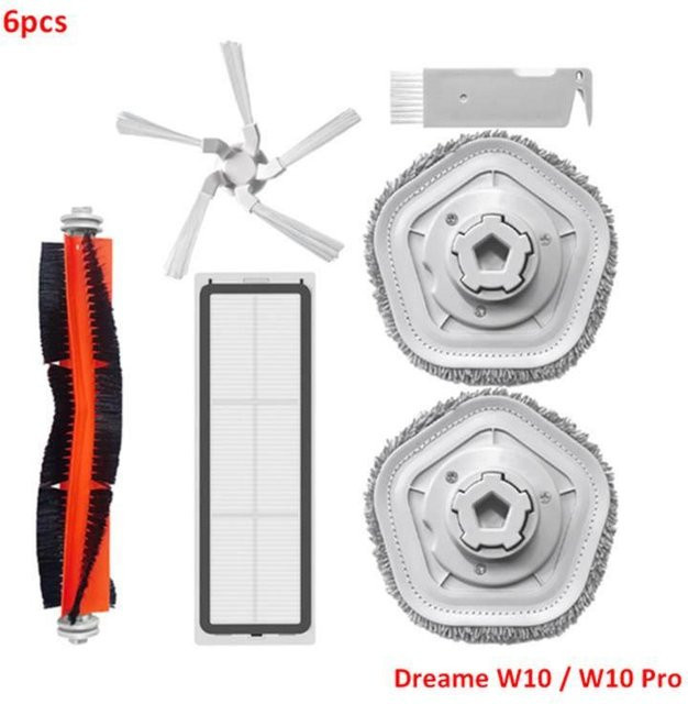 Dreame Bot W10 RLS5C und W10 Pro Zubehör Set in Weiß mit Rollbürste, Seitenbürste, Filter, Wischmopp, Staubbehälter und Halterung - Bild 1