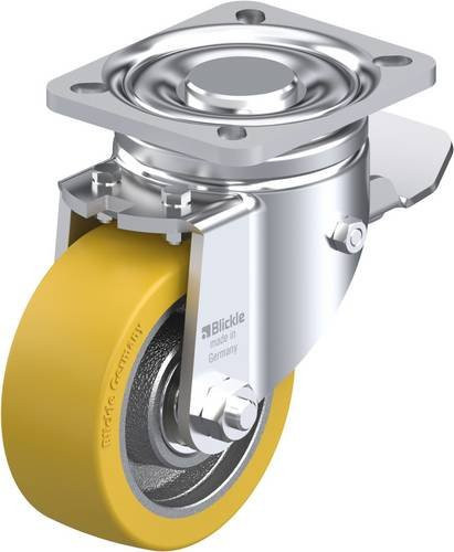 Blickle Lenkrolle LH-GTH 100K-1-ST mit Feststeller, Rad-Durchmesser: 100 mm, Tragfähigkeit: 450 kg, verzinkter Stahl und Kunststoff - Bild 1