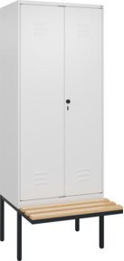 C+P Spind Classic PLUS Schwarz-Weiß-Spind mit Bank, 2 Abteile, Sitzbank aus Buche-Hartholz, B/T/H: 212 x 80 x 81,5 cm - Bild 1