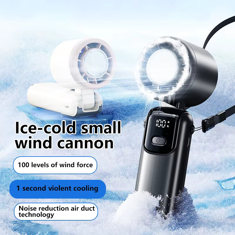 Lenovo Tragbarer Handventilator in Lila mit Digitalanzeige, Faltbarer USB-Tischventilator und Neck-Fan mit Akku - Bild 2