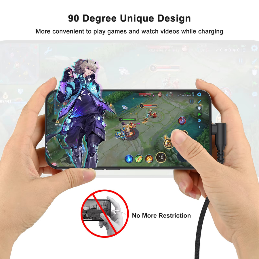 90-Grad USB-A auf USB-C Datenkabel in Schwarz für iPhone, Samsung Galaxy und iPad - Bild 6