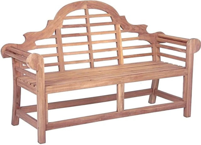 DELUKE Gartenbank LIANE 3-Sitzer aus Teakholz in Natur Braun, wetterfeste Terrassenbank für den Außenbereich, Breite: 166 cm - Bild 1
