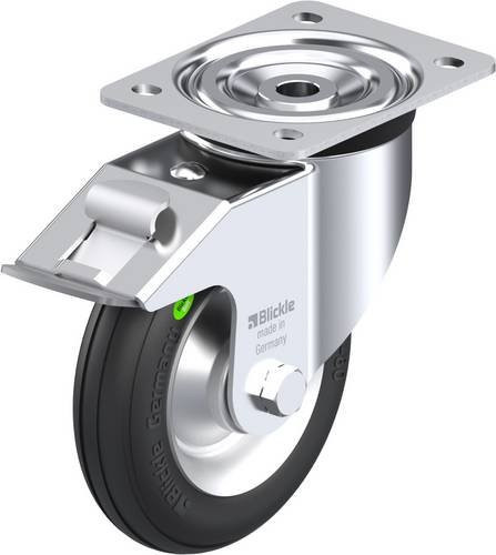 Blickle Lenkrolle L-VW 162R-FI mit Feststeller in Schwarz und Silber, Rad-Durchmesser: 160 mm, Tragfähigkeit: 70 kg - Bild 1