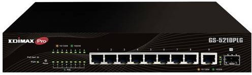 EDIMAX GS-5210PLG Netzwerk Switch mit 8 + 2 Ports, 20 GBit/s und PoE-Funktion in Schwarz - Bild 1
