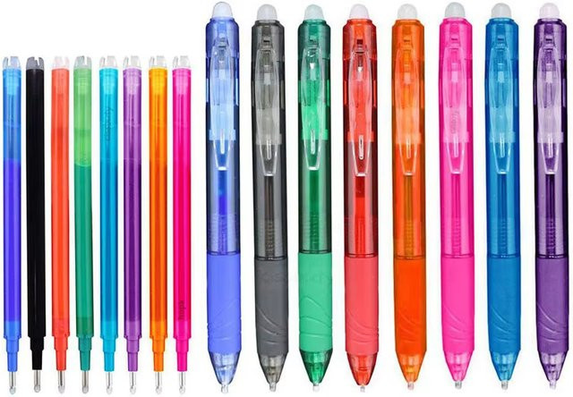 8-farbiges einziehbares Kugelschreiber-Set mit löschbarer Funktion und waschbarem Griff in Multicolour - Bild 1