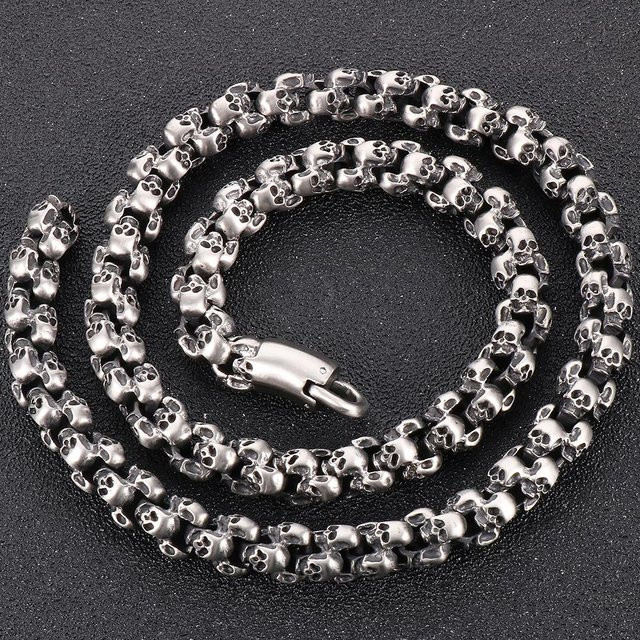 TrustyLan Halskette, Edelstahl, Silber, Totenkopf, Herren, 65 cm - Bild 1