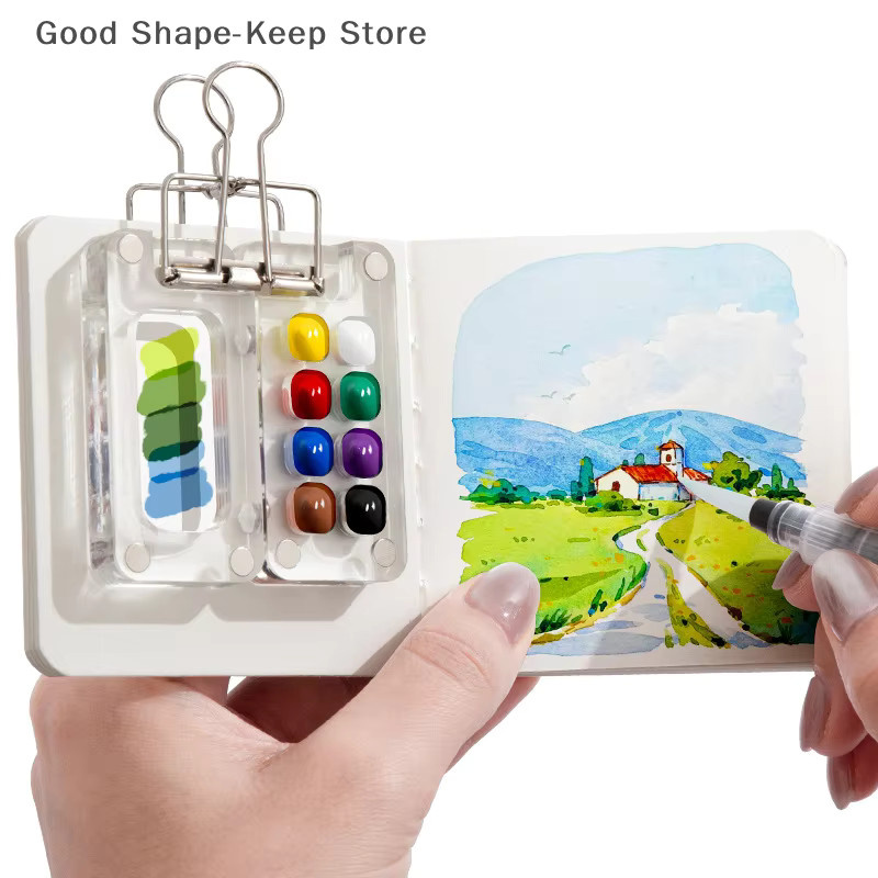 Mini Pocket Künstler Aquarell Farbpalette aus Kunststoff für unterwegs - Bild 2