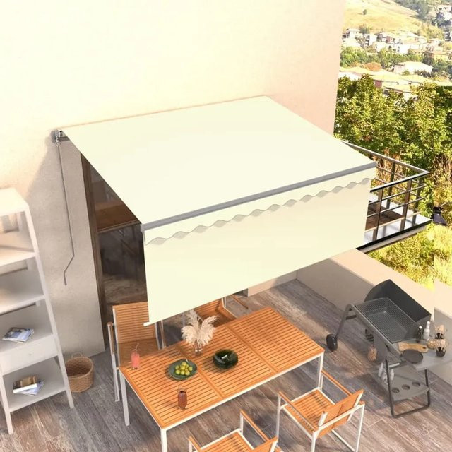 Furnicato Markise manuell einziehbar mit Rollo aus Polyestergewebe in Creme, Breite: 35 m, Höhe: 25 m - Bild 1
