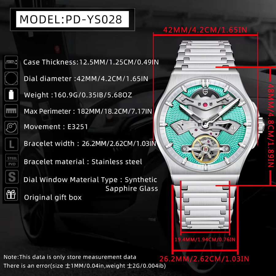 Pagani Design Armbanduhr, Automatik, Edelstahl, Saphirglas, 42 mm, Herren - Bild 2