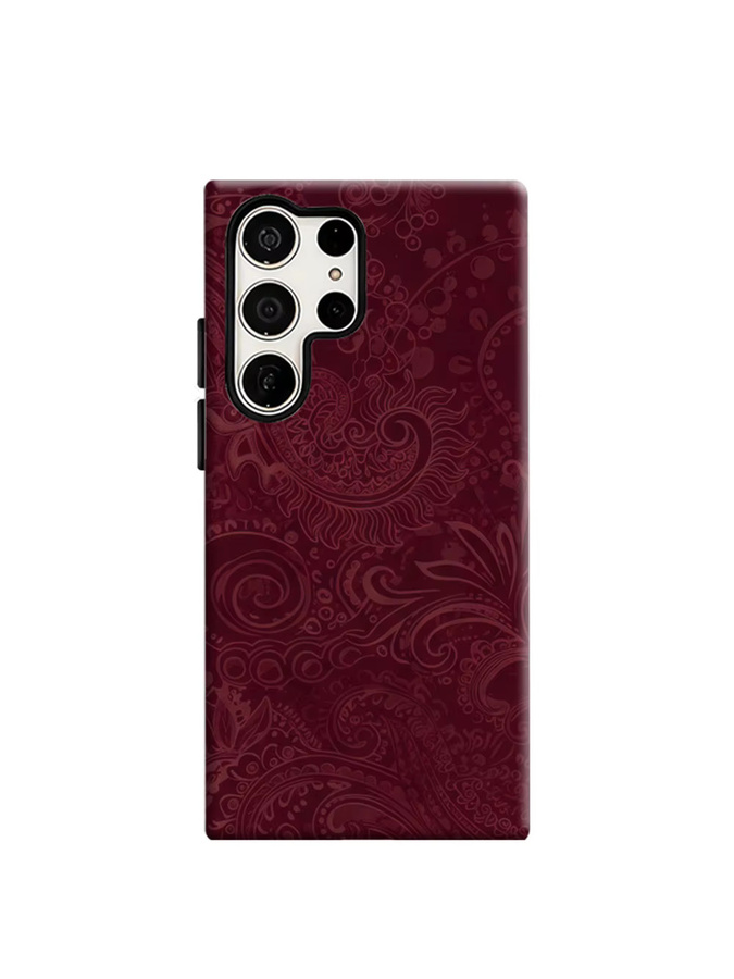 Aurbe Handyhülle für Samsung Galaxy S26 S25 S24 S23 Ultra Plus in Burgundy Paisley mit HD Hard Doppelschicht-Film - Bild 6