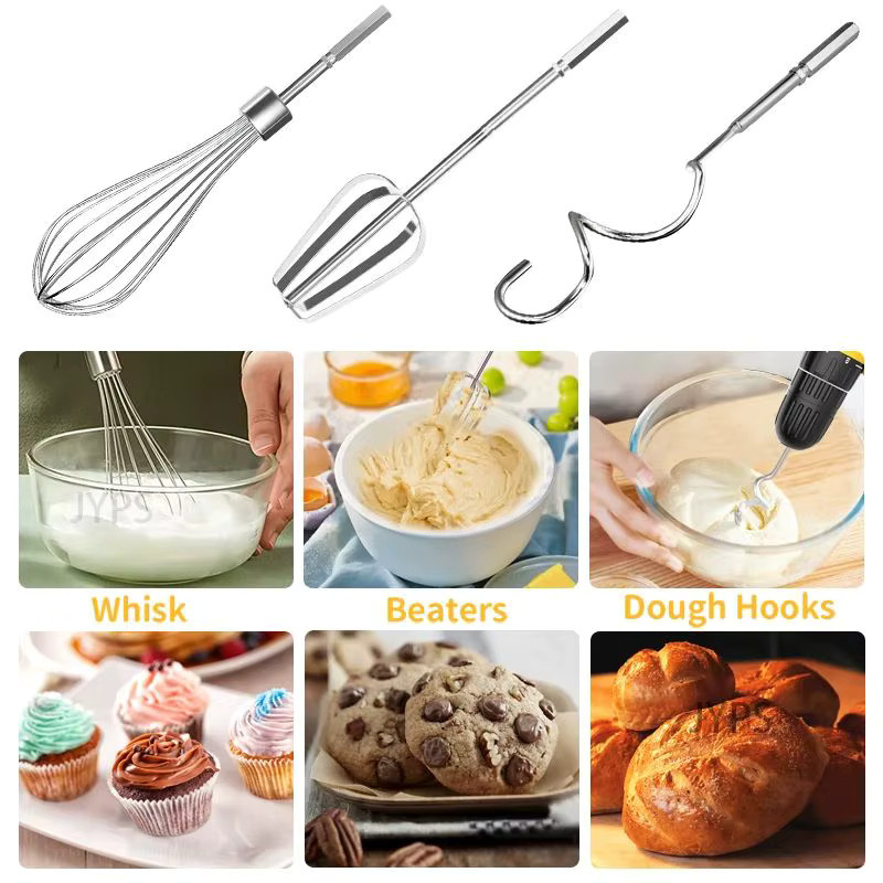 TCJJ Edelstahl-Eierschläger und Schneebesen in Silber für Eierbackwerkzeuge, Sahne und Butter, kompatibel mit elektrischen Bohrmaschinen und Mixern - Bild 4