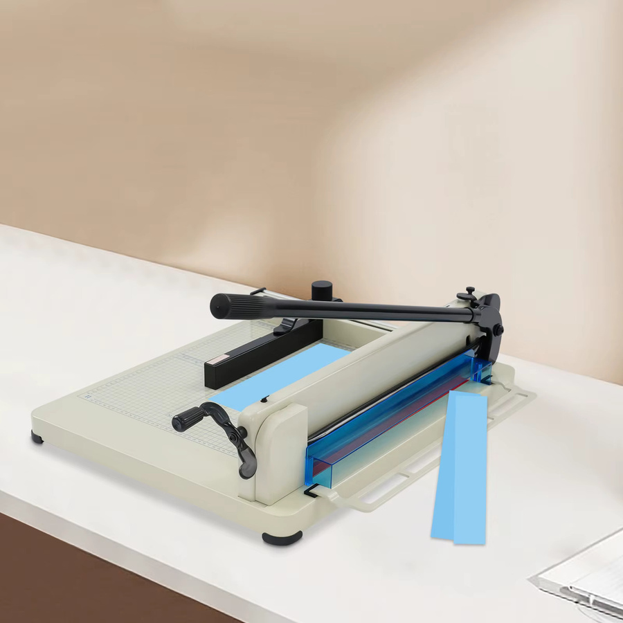 Manueller Hochleistungs-Papierschneider in Weiß mit Guillotine-System für A3, A4, B4, Foto und Etiketten aus Metall mit einstellbarer Führung und 40 mm Schnittkapazität - Bild 2